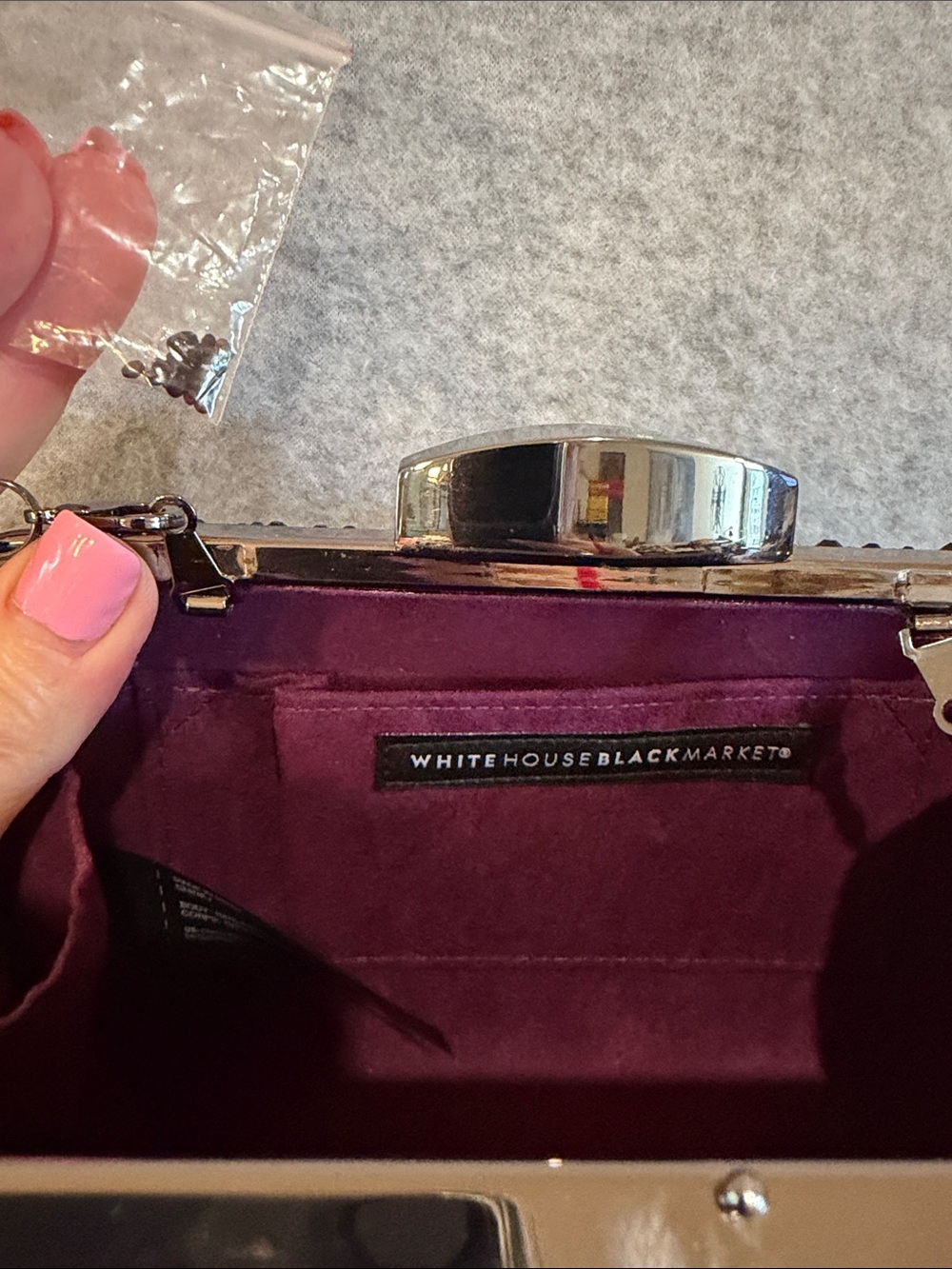 Evening Rhinestone Chain Clutch - Wine - Picture 5 of 6